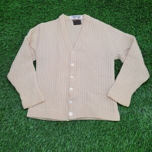 Vintage 60s Kandahar Wool Cardigan Womens XS/S 17x22 Beige